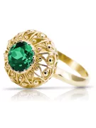 14K жълто злато Смарагд Пръстен Винтидж стил vrc059y